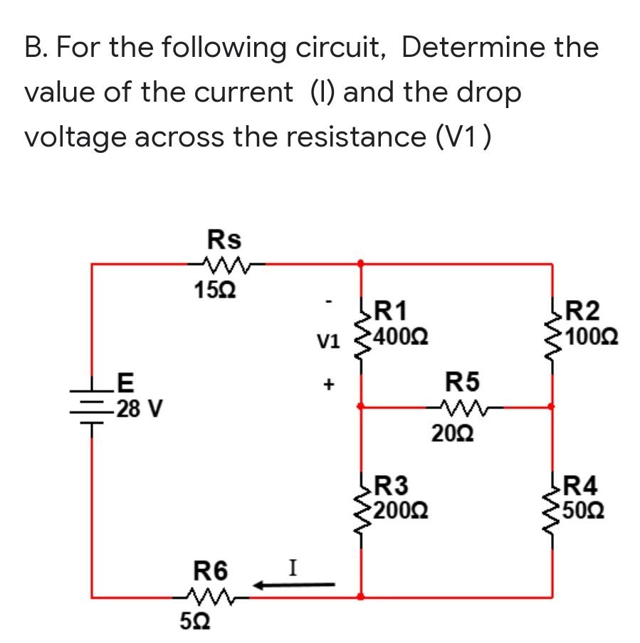 B. For The Following Circuit, Determine The Value Of The Current (1)